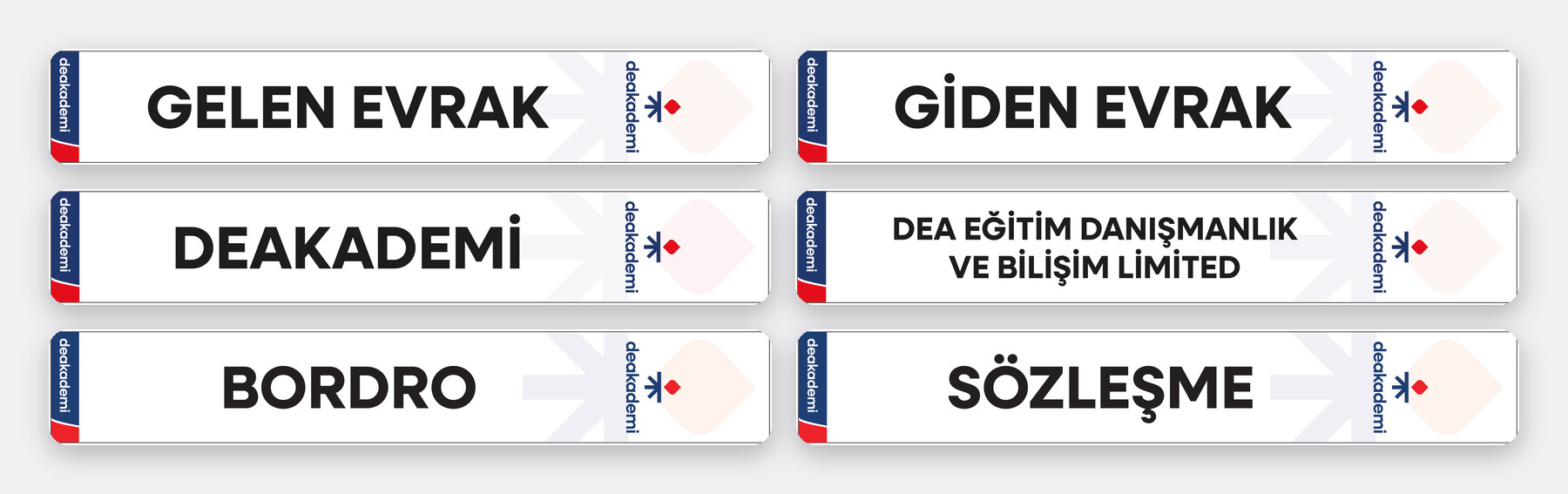 Deakademi dosya sırtlıkları: gelen evrak, giden evrak, bordro ve sözleşme