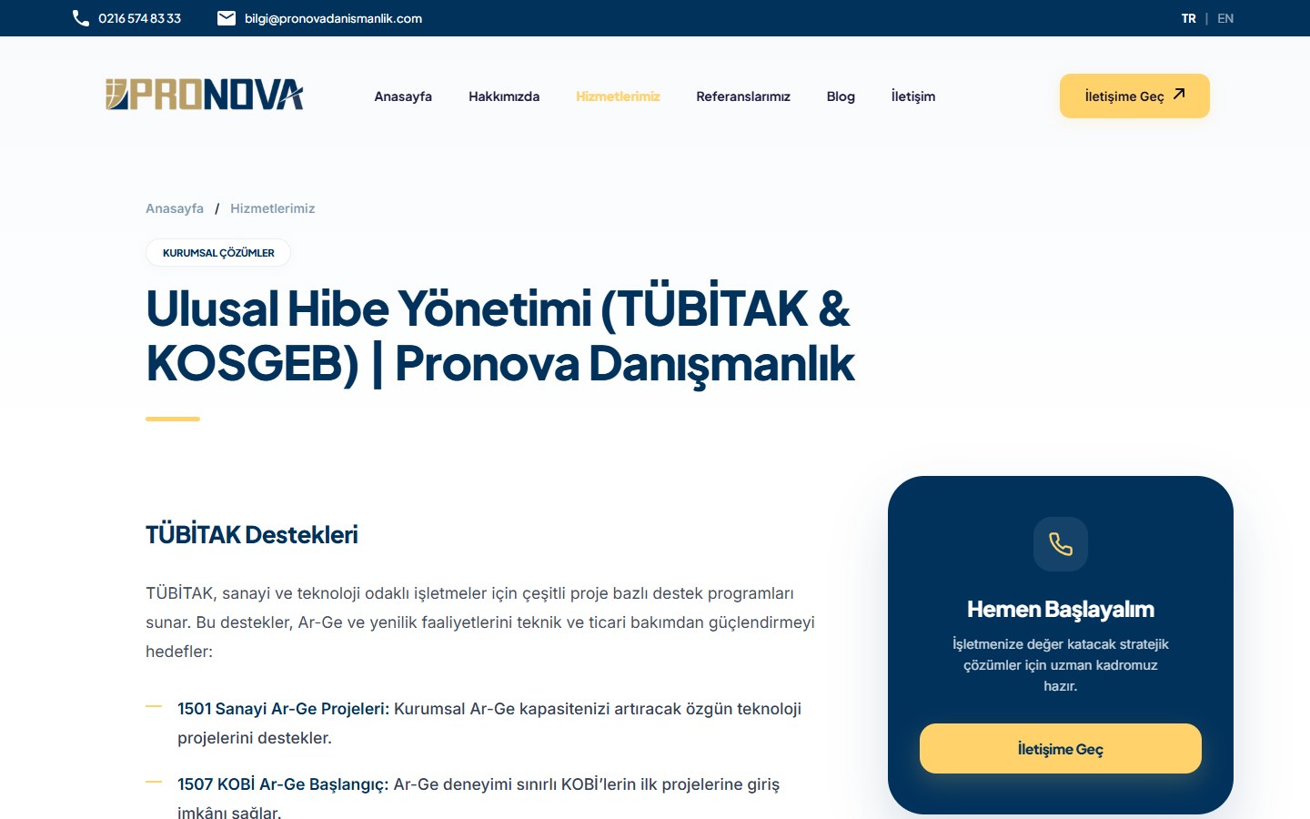 Pronova Danışmanlık - Web Sitesi