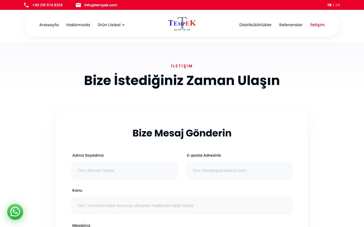Tempek - Kurumsal Web Sitesi